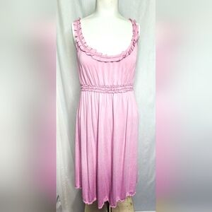 Max Studio Light Lavender Pink Ruffled‎ Smocked Waist Sleeveless Dress Size M